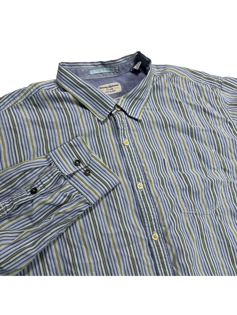 Tommy Bahama Jeans Men’s 2XL Modern Fit Striped L/S Button-Up Pocket Shirt